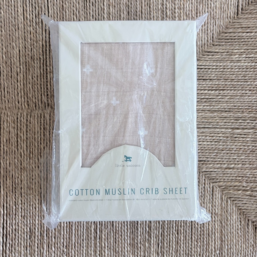NEW Little Unicorn Taupe Cross Neutral Fitted Crib Sheet 100% Cotton Muslin